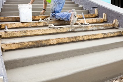 BMF Masonry mason building cement steps in South Paterson, NJ.